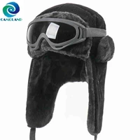 camoland winter hat for women men warm earflap caps with goggles male thermal faux fur bomber hat russia ushanka snow caps