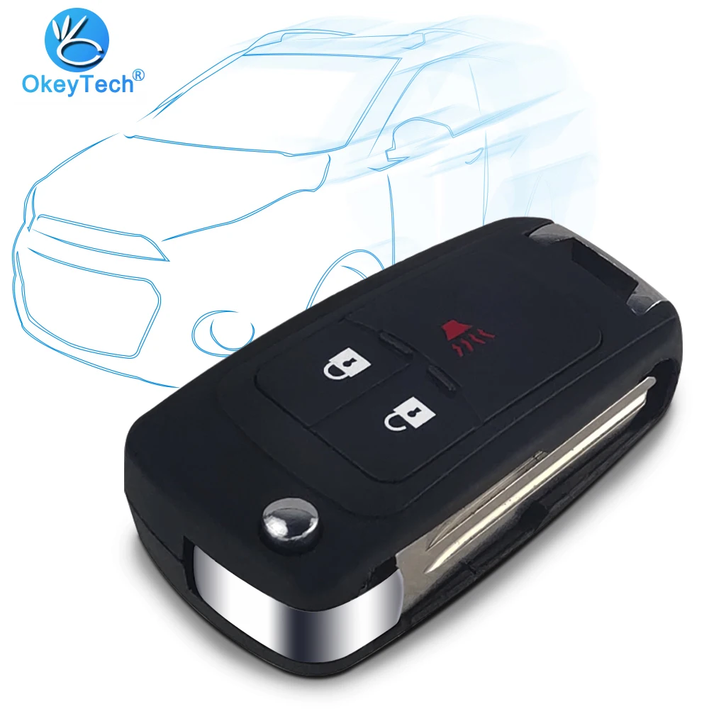 

OkeyTech для Chevrolet Cruze Spark Key, 3-кнопочный раскладной складной чехол для ключей, чехол и брелок, необрезанное пустое лезвие