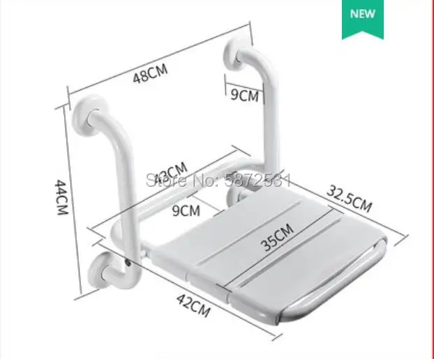 Bathroom folding seat toilet elderly safety antiskid wall hanging stool handicapped armrest bath | Мебель