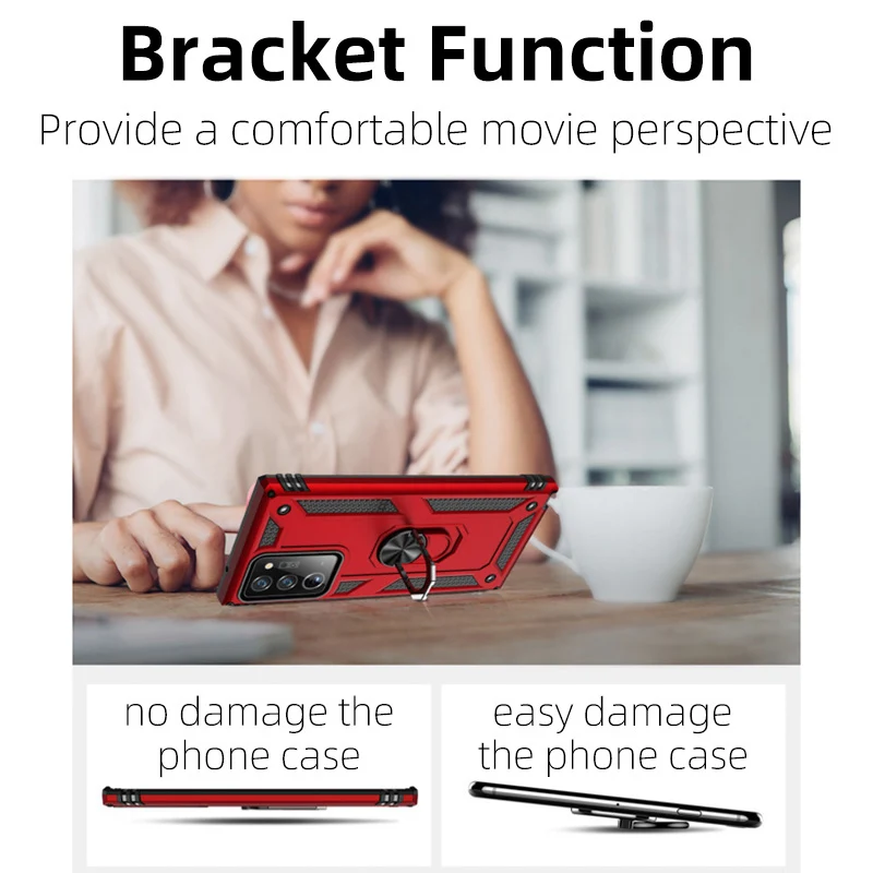 

For Samsung Note 20 Ultra Case Armor Magnet Car Ring Phone Case For Galaxy Note 20 S20 Ultra A51 A71 A21S A31 A41 M31 Back Cover