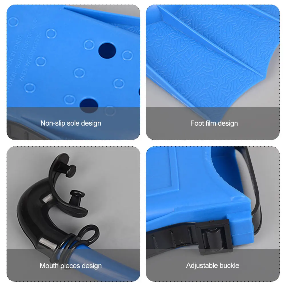 

Children's Diving Suit Swimming Goggles Respiratory Tube Flippers Adjustable Mirror Belt Snorkeling Equipment For Kids