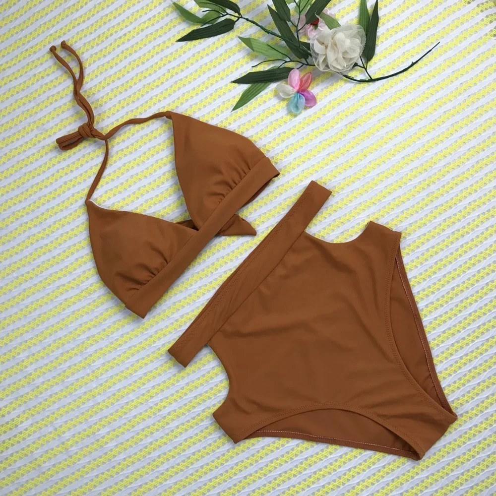 Off Shoulder Swimwear 2019 Solid Bikini Brazillian Swimsuit Biquini Maillot De Bain Femme Women Bikini Set Sexy Female Swimming