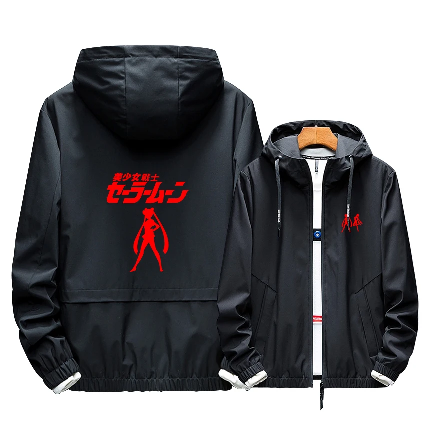 

Cosplay Hoodie Pretty Guardian Sailor Moon Role Tuxedo Endymion Print Zipper Noctilucent Jacket Hot Anime Thin Sport Coat