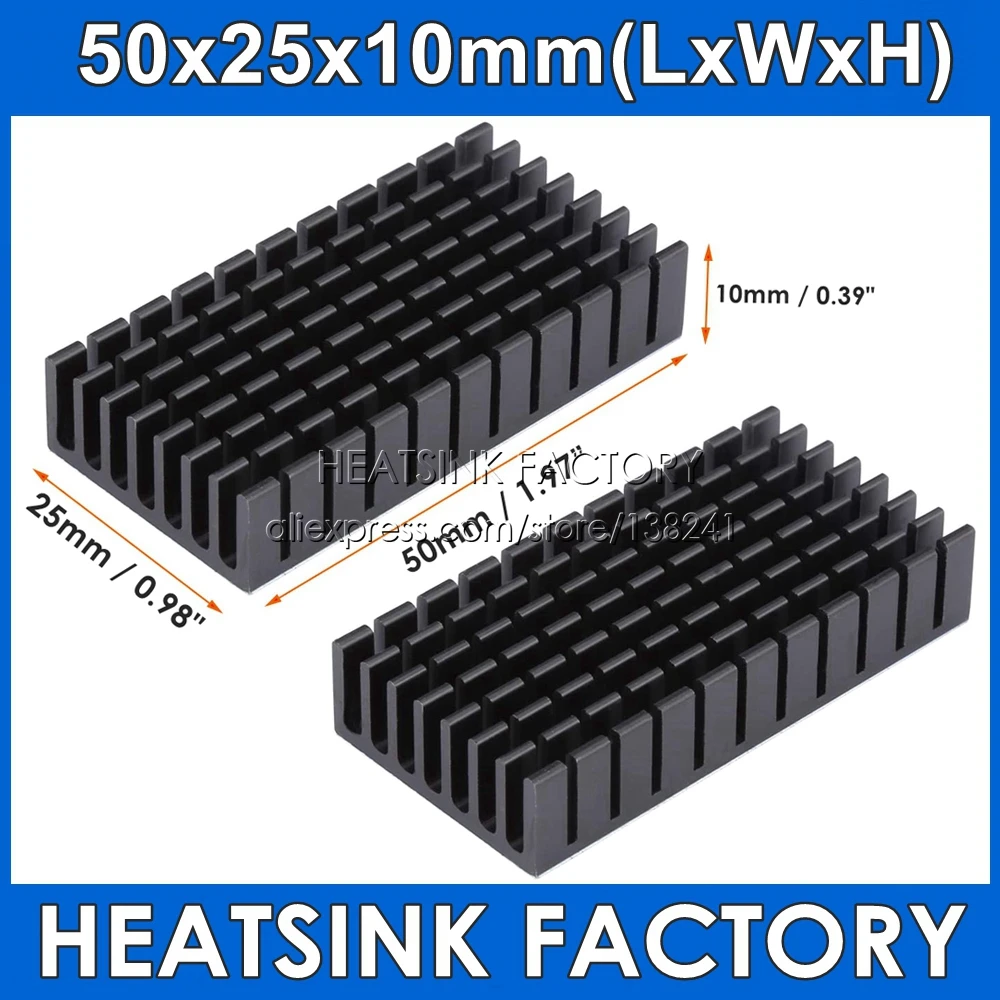 

Black Heatsink 50x25x10mm DIY Slotted Anodized Heat Sink Radiator Cooling Cooler
