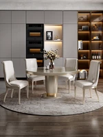 round dining table family american solid wood dining table chair combination small family european luxury dining table