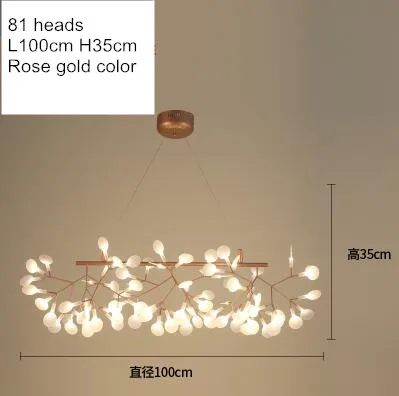 81lightsL100Rosegold Art Decorate Tree Branch Led Pendant Light Acrylic Leaf Hanging Lamp Lustre For Living Room Art Decor Pendant Lamp 110V/220V - Цвет корпуса: 81lightsL100Rosegold