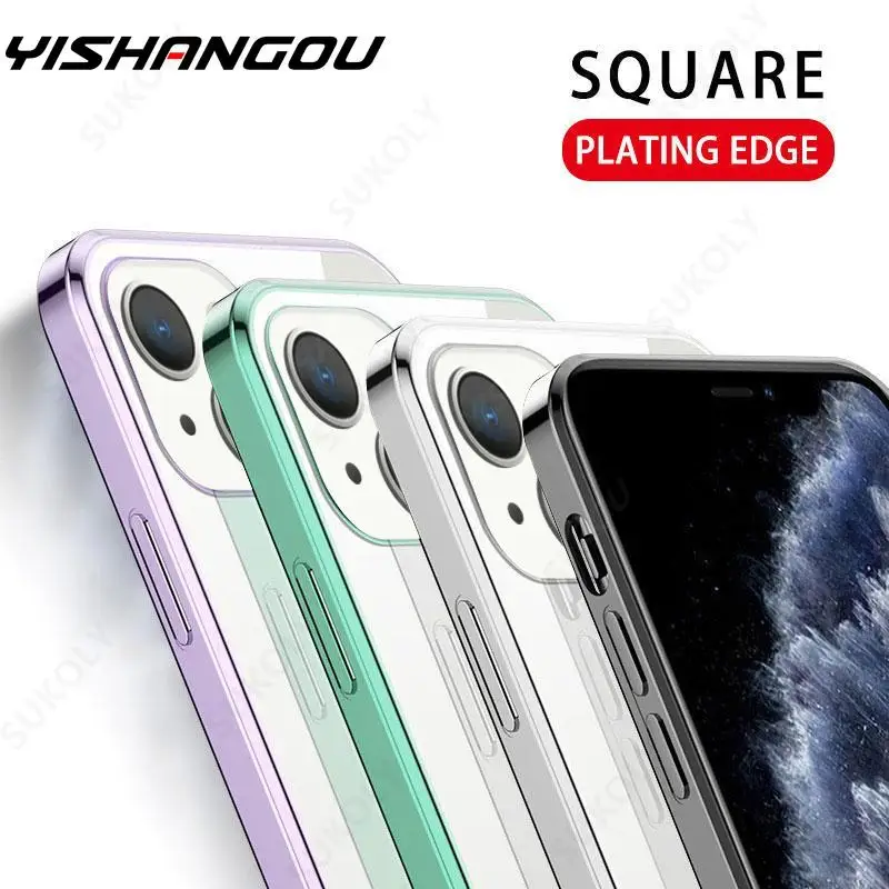 

Classic Plating Frame Transparent Case For iPhone 13 Clear Silicone Cover For iPhone 13 Mini 13 Pro Max 12 Pro Max 12 Mini Case