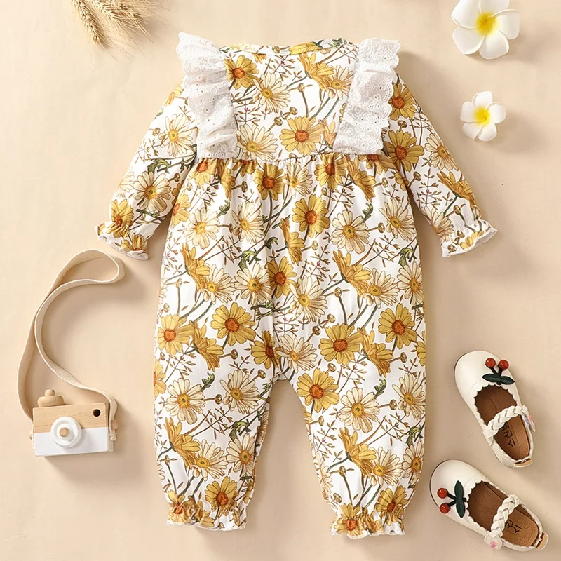 Детский хлопковый комбинезон с длинным рукавом на возраст 0-18 месяцев | Мать и