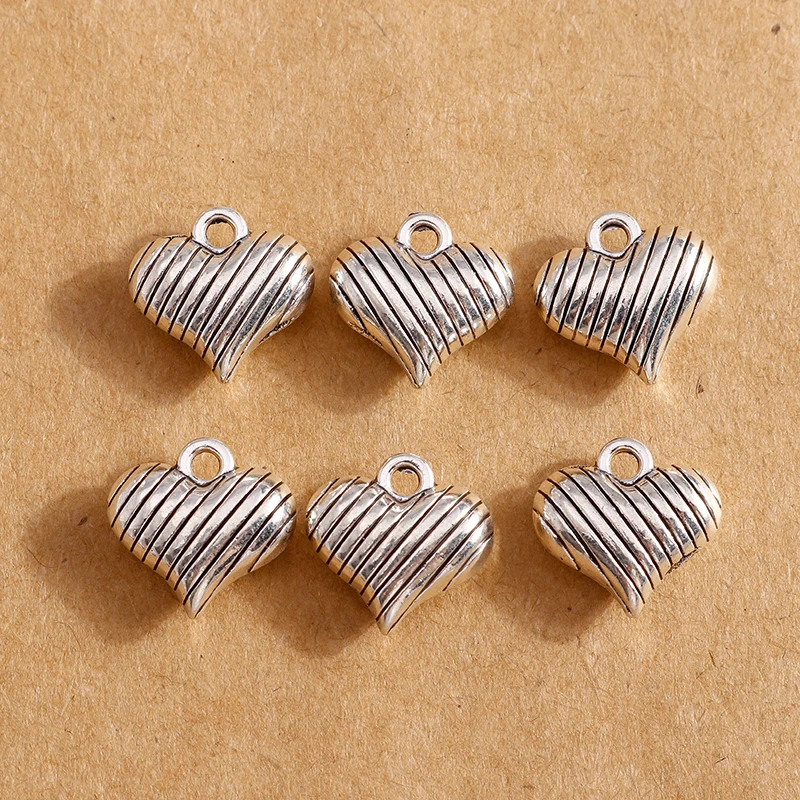 

10pcs 13*13mm Retro Silver Color Love Heart Charms for Bracelets Pendants Necklaces Earrings Handmade Jewelry Making Findings
