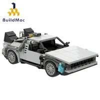 buildmoc city car deloreaning movie back to the future time machine speed champions super car building blocks toys for children