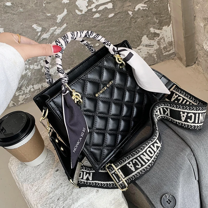 

NEW unique bag French design retro rhombic embroidery square bag ribbon handbag elegant shoulder bag messenger bag