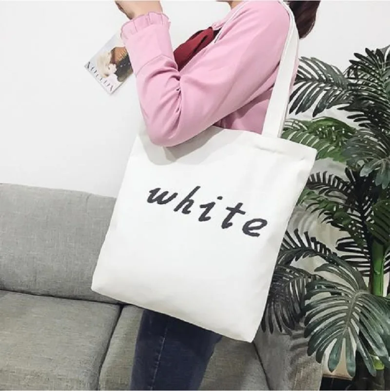 Желтая Холщовая Сумка с буквенным принтом в Корейском стиле Женская