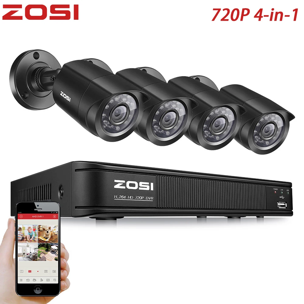 ZOSI 8 канальный 720P камера безопасности Система 1080N DVR перезаказ с HD 1280TVL наружная CCTV купольная камера