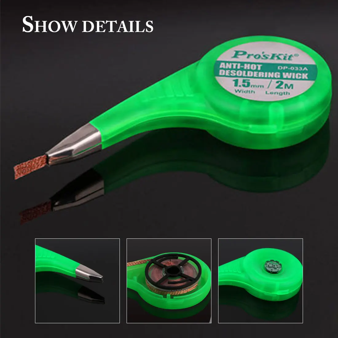 

1Pcs Desoldering Braid Solder Remover Wick Wire Welding Repair Work Tools Lead Tin Wires Cord Flux With Thumb Wheel Dispenser