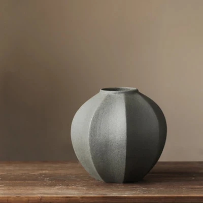 gray 16.5cm Японский дзен ручной работы керамическая ваза Геометрическая ваза домашний Декор Гостиная украшение креативный стол простые сухие цветочные украшения - Цвет: gray 16.5cm