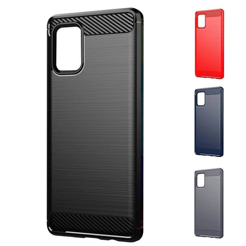 

for Samsung Galaxy A71 5G UW Phone Case Silicone Carbon Fiber Drawing