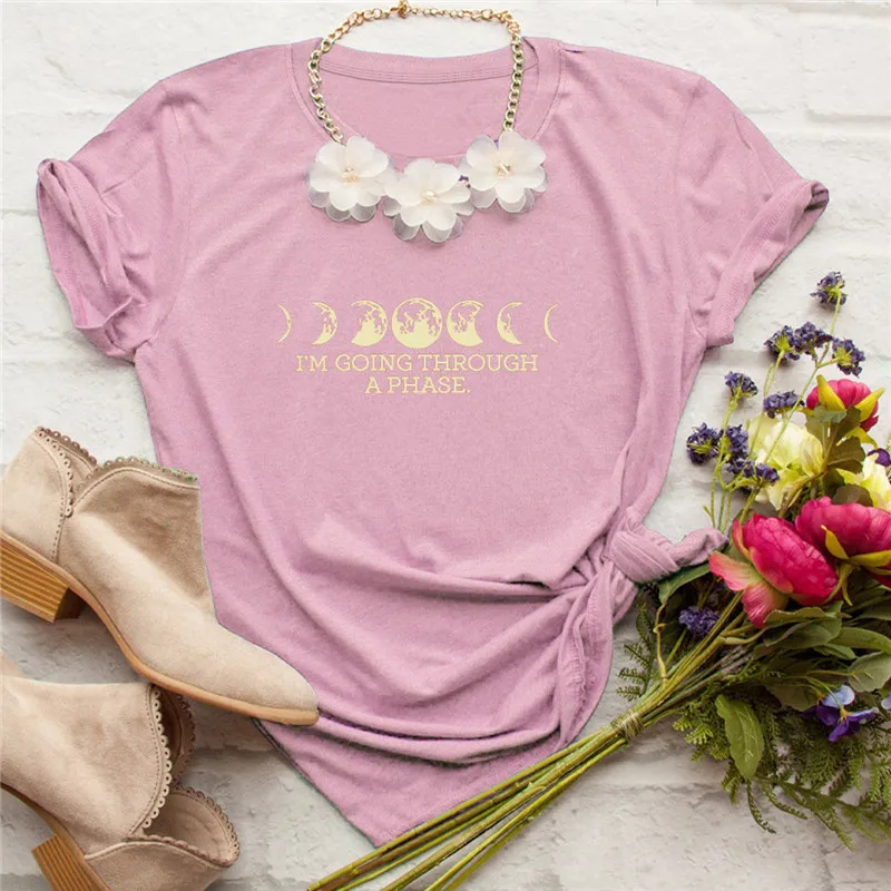 

Plus Size TShirt Women S-5XL New Moon Print Woman Tshirts 100%Cotton O Neck Short Sleeve Tees Summer Women T-Shirt Black Top