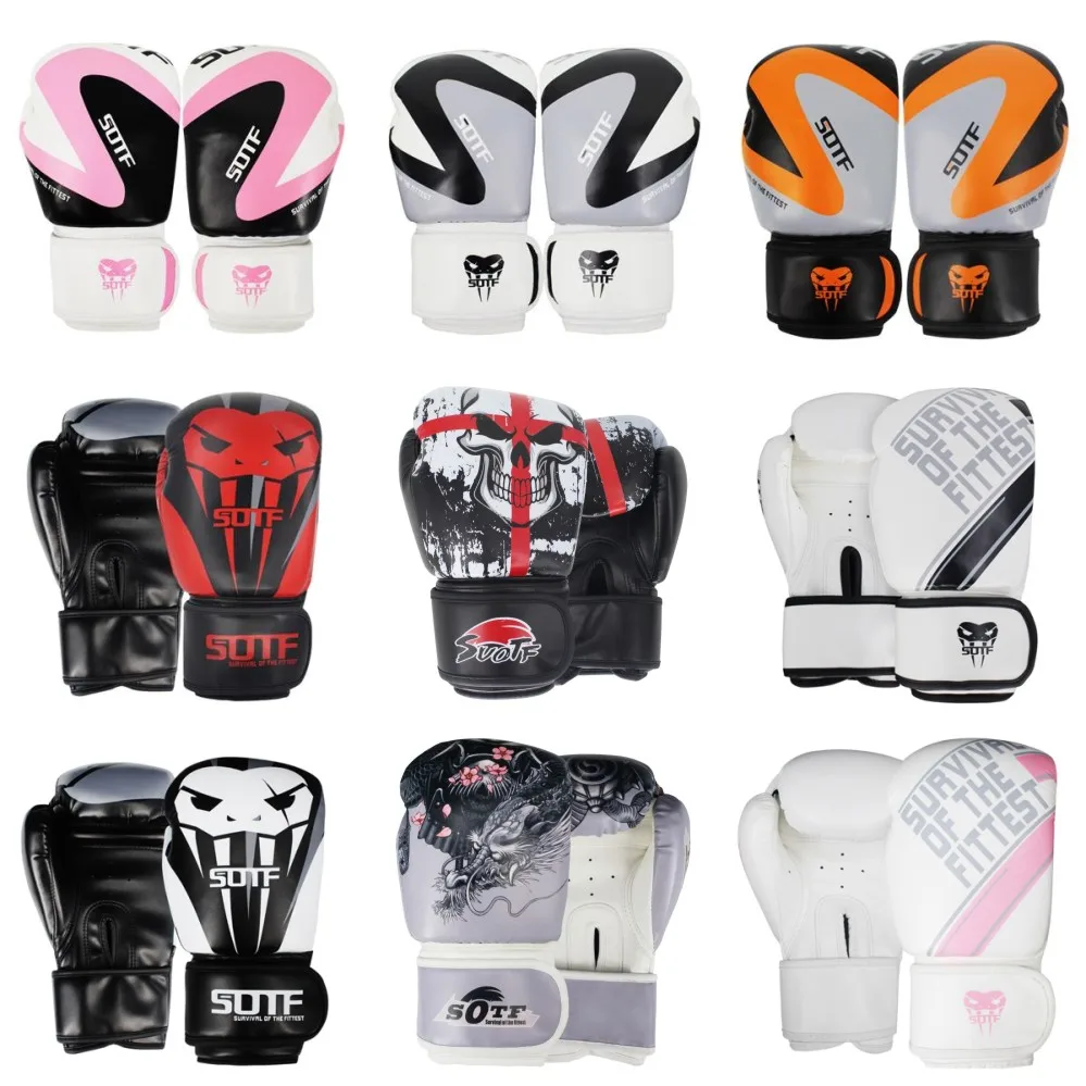 SUOTF MMA fighting Boxing Sports Leather Gloves Tiger Muay Thai boxing pads fight Women/Men sanda boxe thai glove box Training
