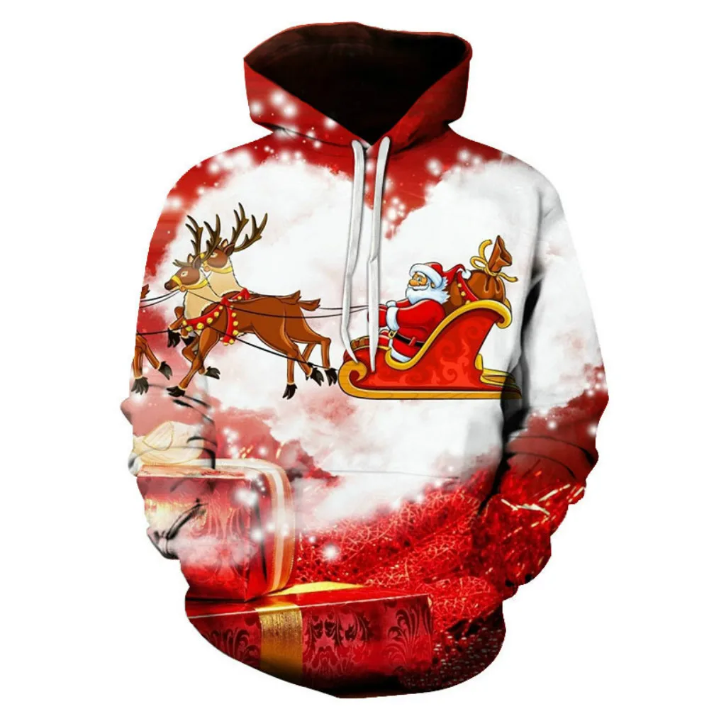 

2021 Spring and Autumn New Elderly Riding Deer Casual Hoodie Men's 3D Printing Sports Slim Joker Funny Pullover