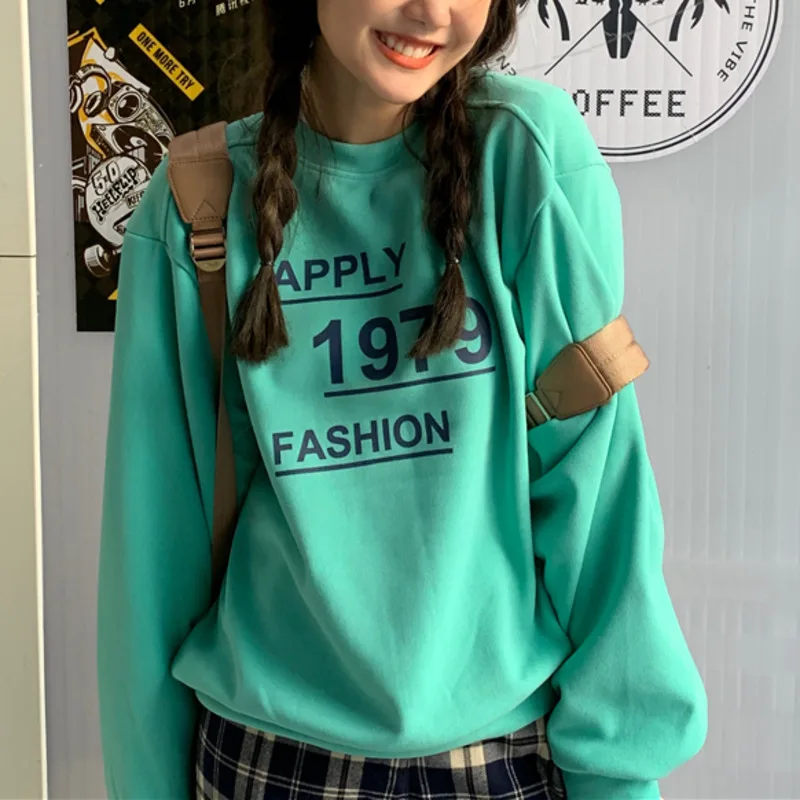 

Женский зимний свитер с принтом букв Харадзюку, теплый Свободный Топ с длинным рукавом и плюшевой подкладкой