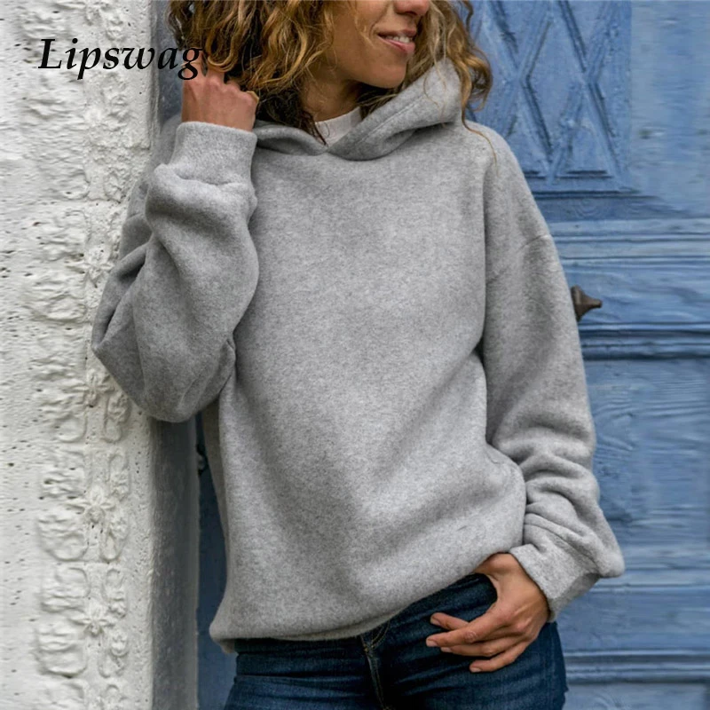 Осенне зимние пуловеры Lipswag с длинным рукавом рубашка Женская Повседневная