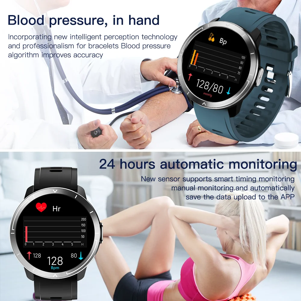 ecg ppg smart watch men 24h body temperature 1 3 oled screen smartwatch blood pressure oxygen heart rate monitoring bracelet free global shipping