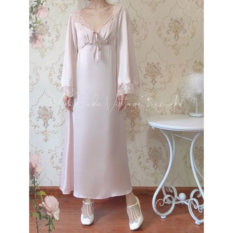 Sexy Sleepwear Night Wear Summer 2021 Home Clothes for Women Ladies Nightgown Lace Long Nightdress Sleepshirt Satin Slip Dress