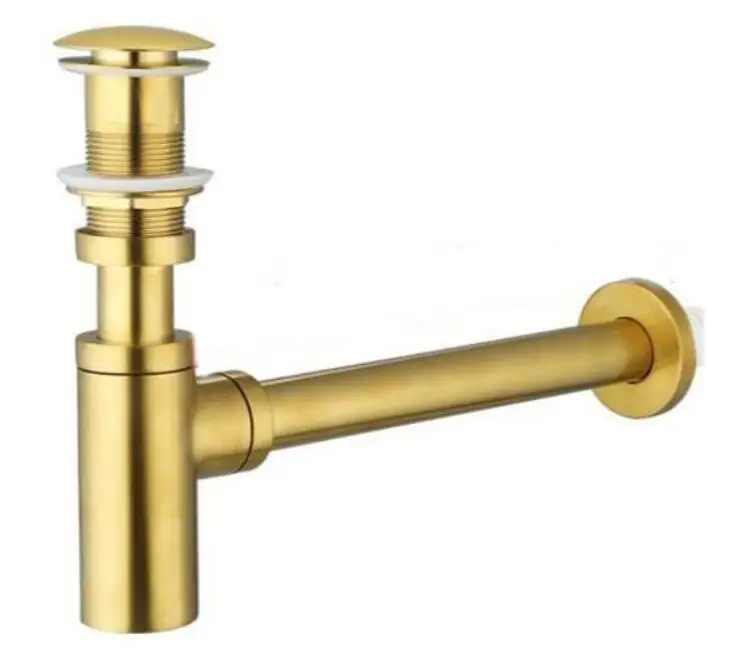 without hole set Кран для раковины из нержавеющей стали матовый золотой цвет кран для ванной комнаты Водопад смеситель настенный кран туалетный кран для ванной BL024 - Цвет: without hole set