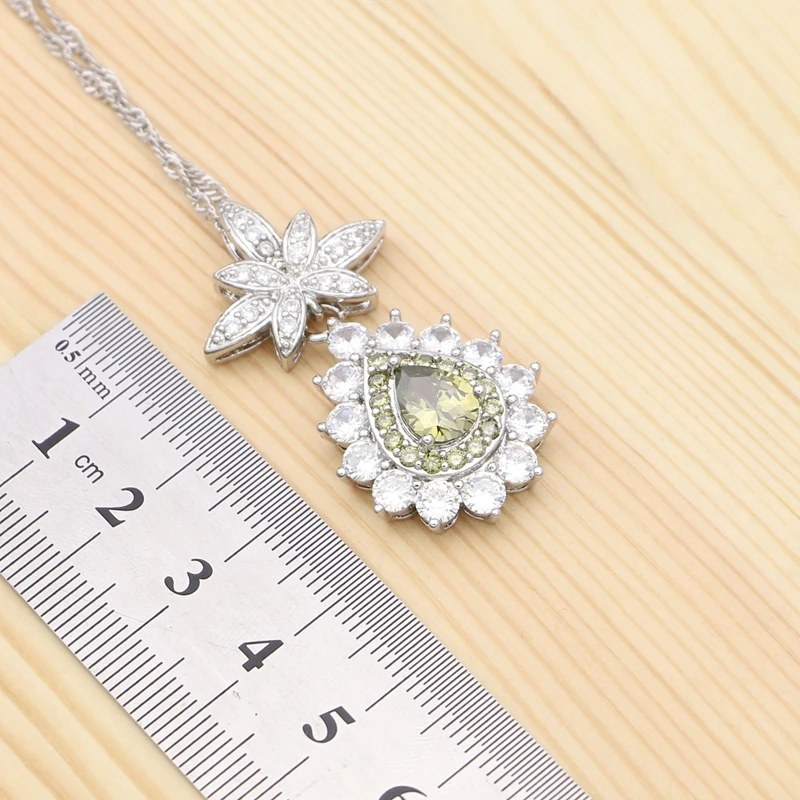 Ювелирные наборы для женщин оливково-зеленый фианит ананас кулон ожерелье
