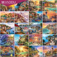 miaodu diamond painting landscape seaside full square round drill 5d diy diamond embroidery cross stitch kit for home decor