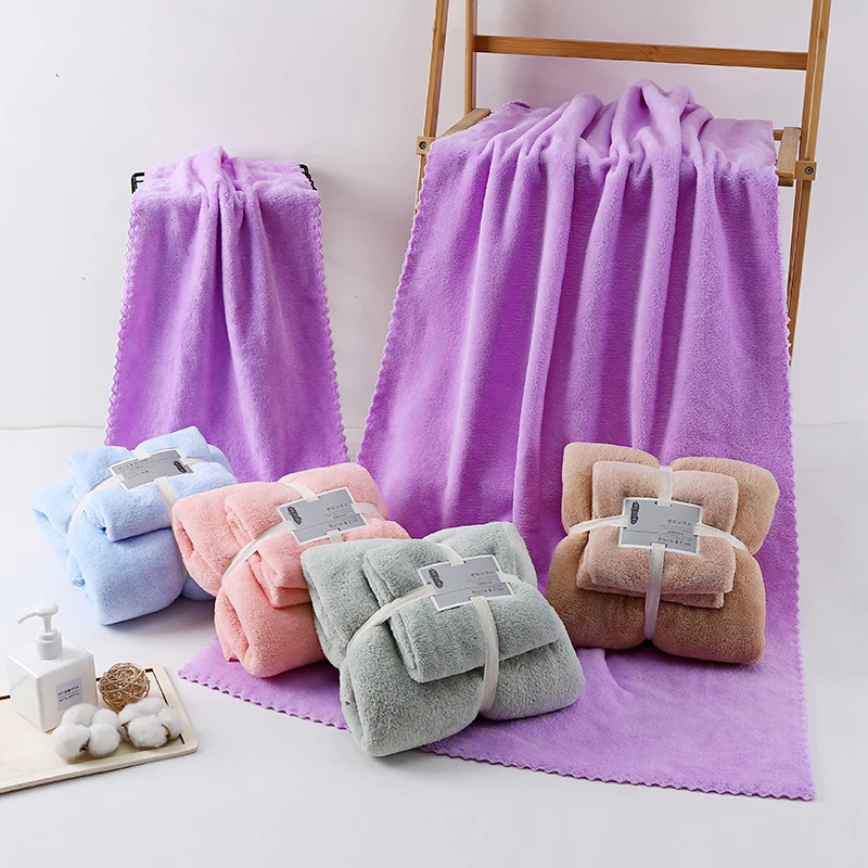 

Coral Fleece Microfiber Towel Sets Children Adult Soft Absorben Bathroom Bath Towels Coral Fleece Swimming Hair Drying Towel