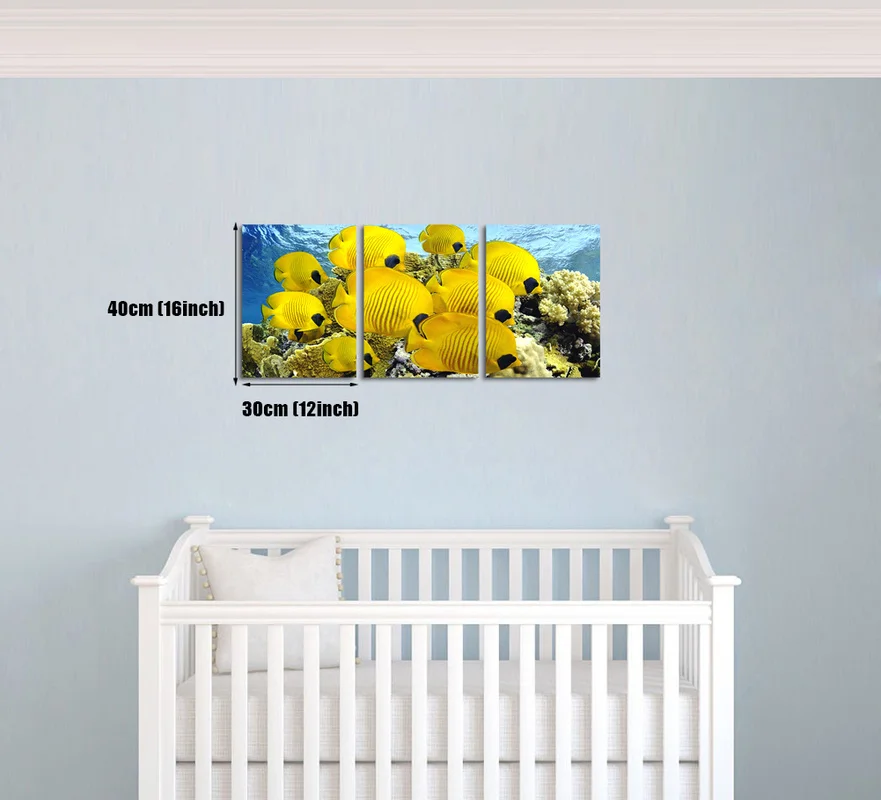

Animal Canvas Painting Yellow Fish Wall Art Poster 3 Pieces Beautiful Tropical Fish HD Print Home Decor Modern Picture