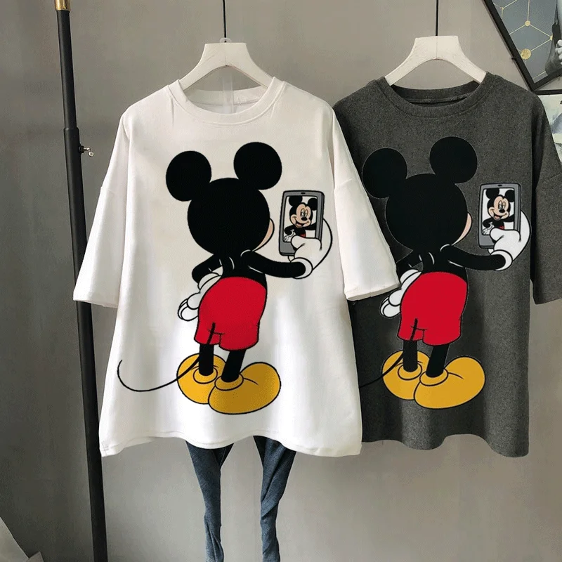 3D printing Harajuku summer casual women's T-shirt Ulzzang streetwear Kawai Mickey oversized Disney | Женская одежда