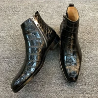men high top side zipper crocodile pattern pu leather chelsea business casual boots classic fashion trend ankle boots hl109