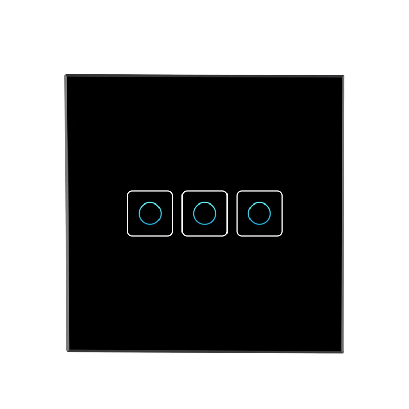 touch 3 gang black Умный светодиодный сенсорный выключатель, стеклянная панель, беспроводной настенный светильник, переключатель стандарта ЕС, 220 В, без функции RF - Цвет: touch 3 gang black