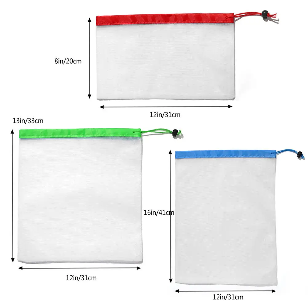 

15pcs/12 PCS Reusable Mesh Bags Travel Laundry Wash Bag Rope for Socks Underwear Vegetable Fruit Toy Storage Pouch Organizer