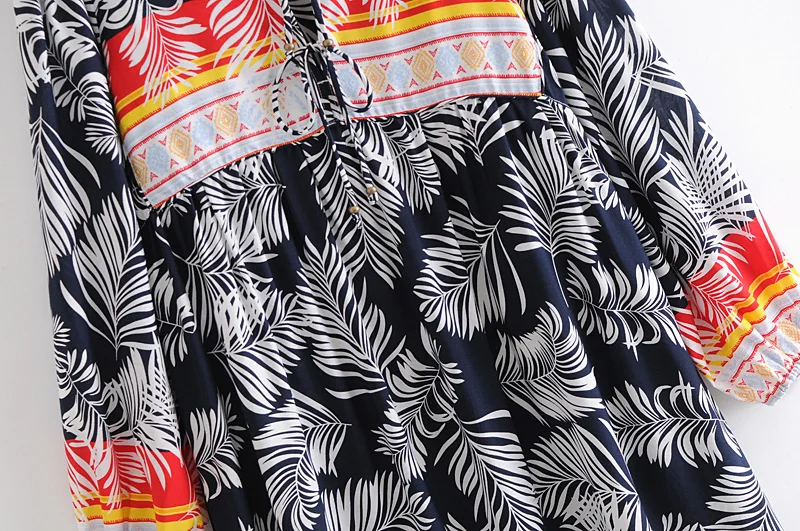 Разноцветный цветочный принт Винтаж для женщин с завязками на шее кисточками