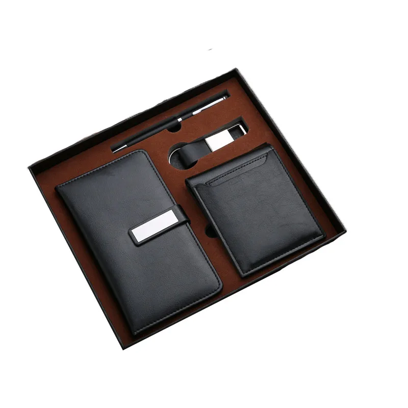 

5 Pcs/Set Of Notebook Business Card Box Metal Pen Keychain Luxury Business Office Gift Key Chain Charming Keyring Men Women
