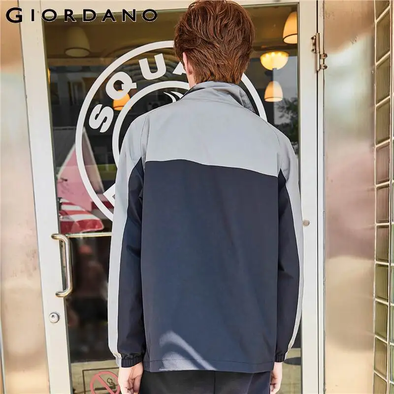 Giordano мужская куртка контрастный вышитый значок Chaquetas Hombre длинный рукав карманы спереди Jaqueta Corta Vento 01079749