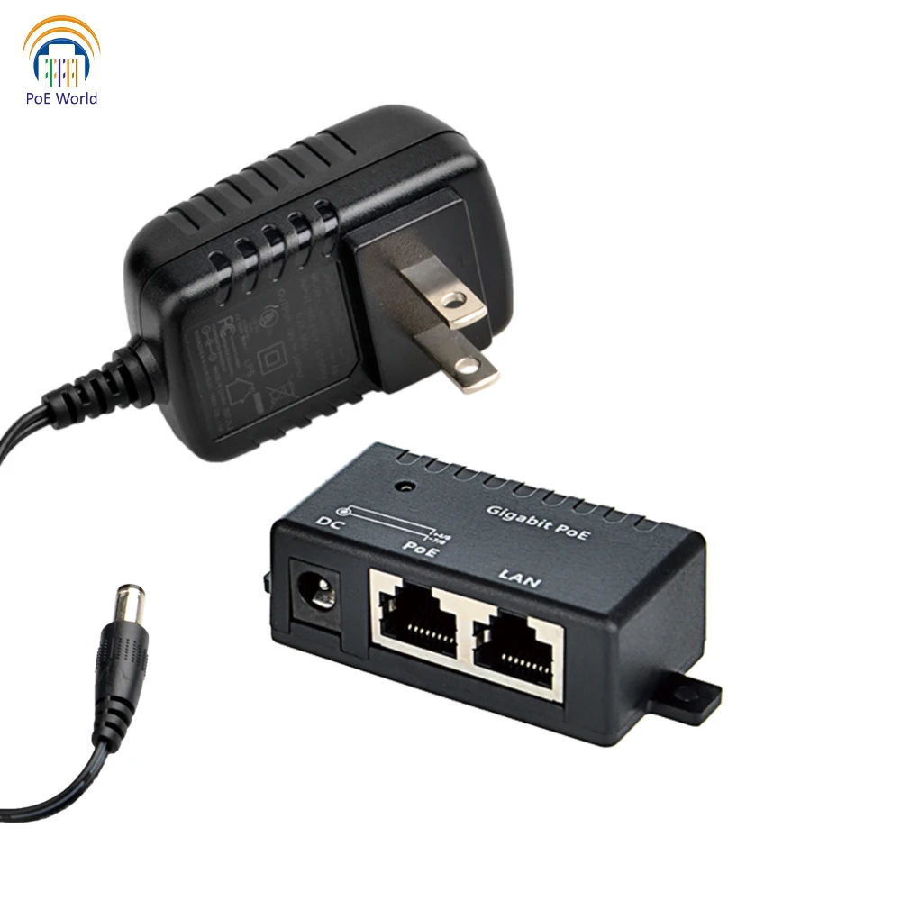 24V гигабитный Пассивный PoE инжектор/разветвитель разъем с 12W адаптер питания для
