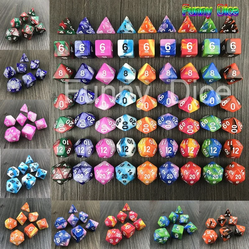 Смешанные цвета 7 шт./компл. D4 D20 небулярный эффект мульти сторонние игровые