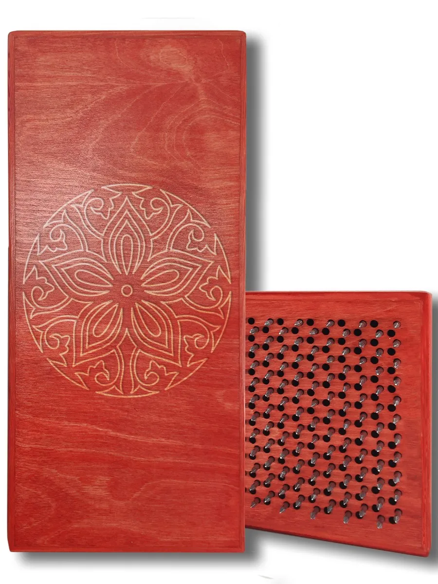 Доска Садху / с гвоздями для Йоги Узор - 14 шаг 10мм Красная | Спорт и развлечения