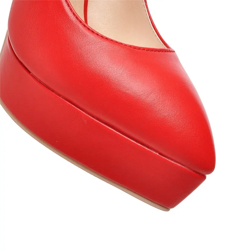 2021 Women Platform Pumps 13cm High Thin Heels Black Beige Pink PU Wedding Party Office Lady Pointed Toe Ankle Strap Dress Shoes