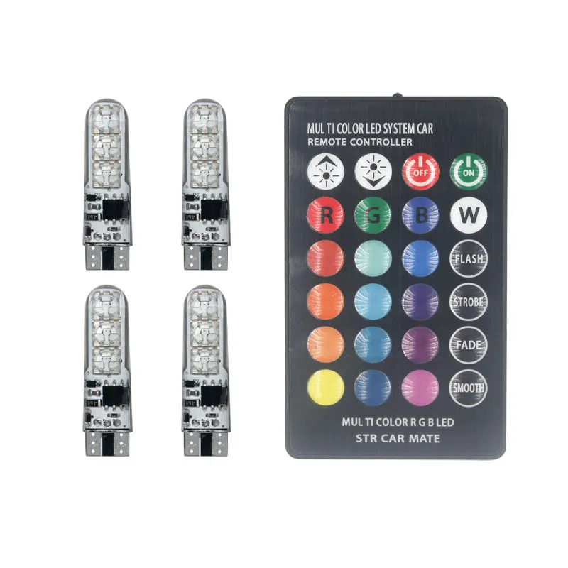 

Лампа T10 W5W с цоколем RGB, цоколь 12SMD COB 194 168, Освещение номерного знака, дистанционное управление салоном автомобиля, лампа для чтения купола, габаритные огни