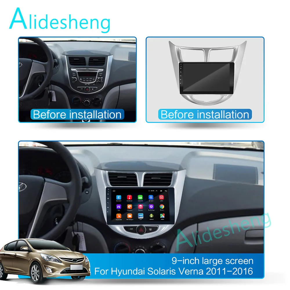 Автомагнитола 2din Android 9 0 мультимедийный плеер с навигацией для Hyundai Solaris accent Verna 2010