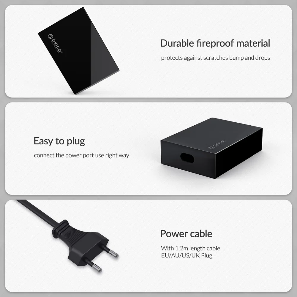 ORICO QC 2,0 быстрое зарядное устройство с 4 портами 5V2. 4A 50 Вт Макс выход USB ЗУ для мобильного телефона для samsung Xiaomi huawei