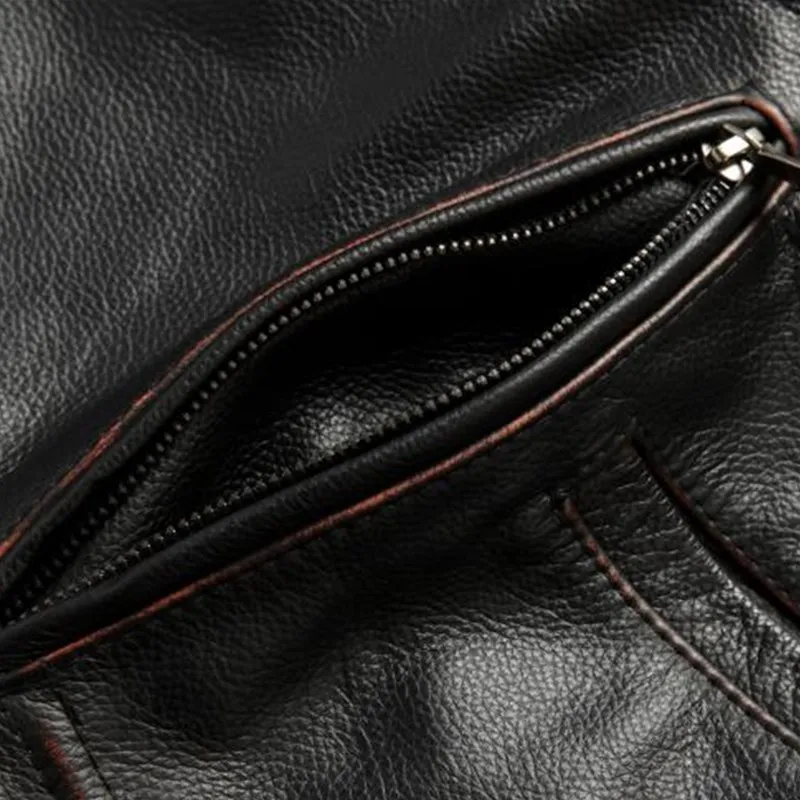 Мужская приталенная куртка-пилот черная винтажная куртка из натуральной