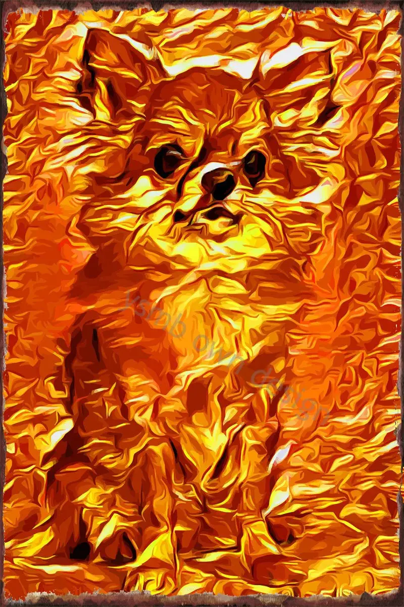 

Жестяные таблички с золотым знаком чихуахуа, Настенный декор, украшение для комнаты, Ретро винтажный металлический знак для художественног...