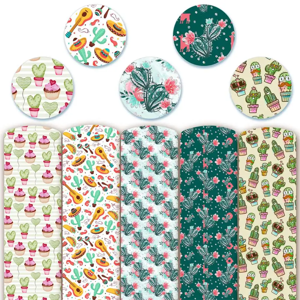 

Faux Leather Sheets Printed Cartoon Cactus Pattern Leather For Needlework DIY Crafts Waterproof Handmade Hair Bows Handbag Shoes