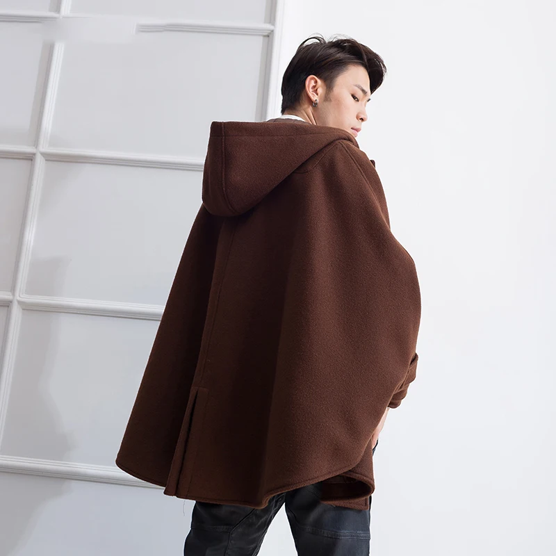 Мужская короткая шерстяная куртка с капюшоном в британском стиле M-4XL 2019 плащ